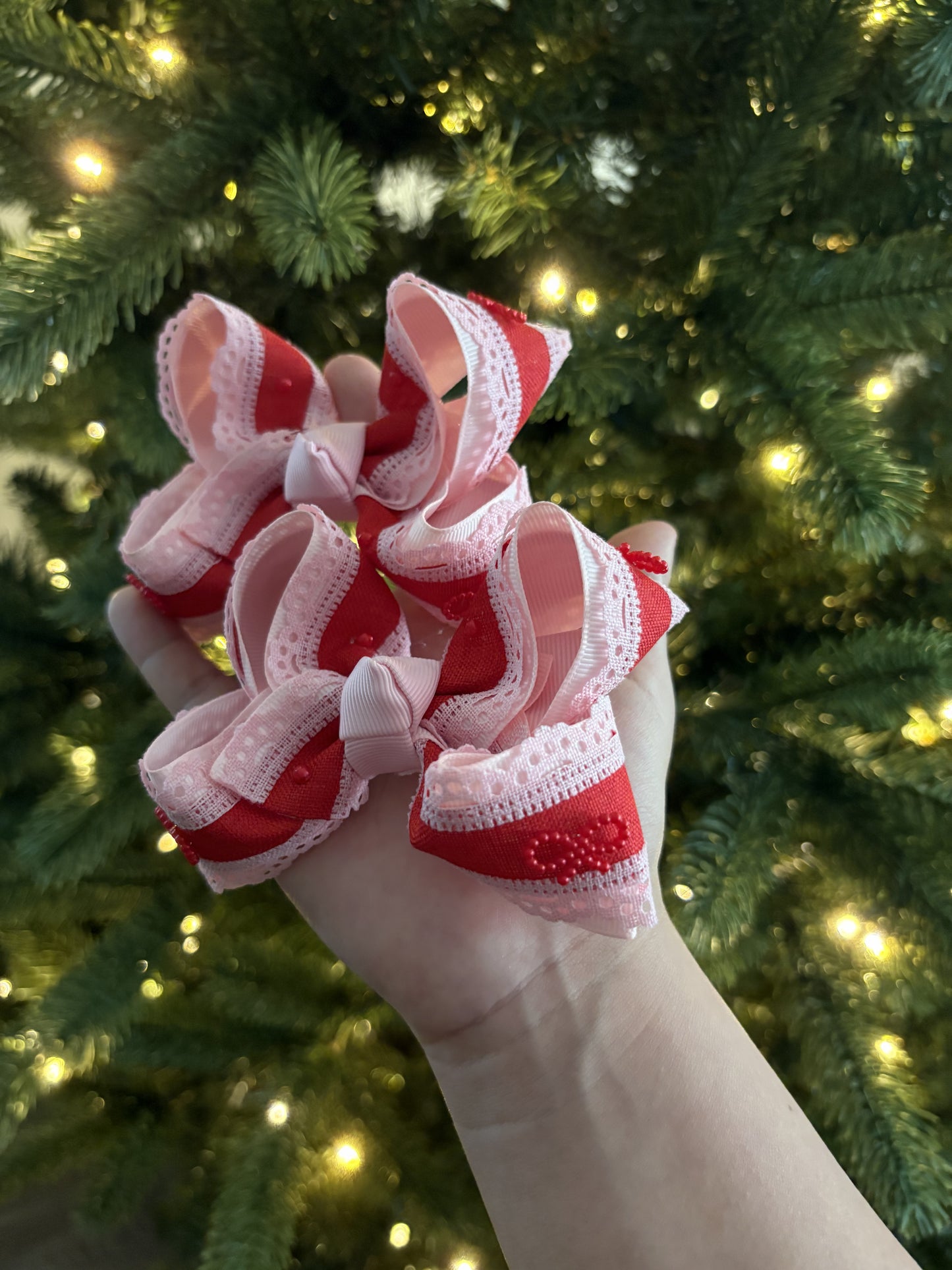 3inch RTS red pearl bows